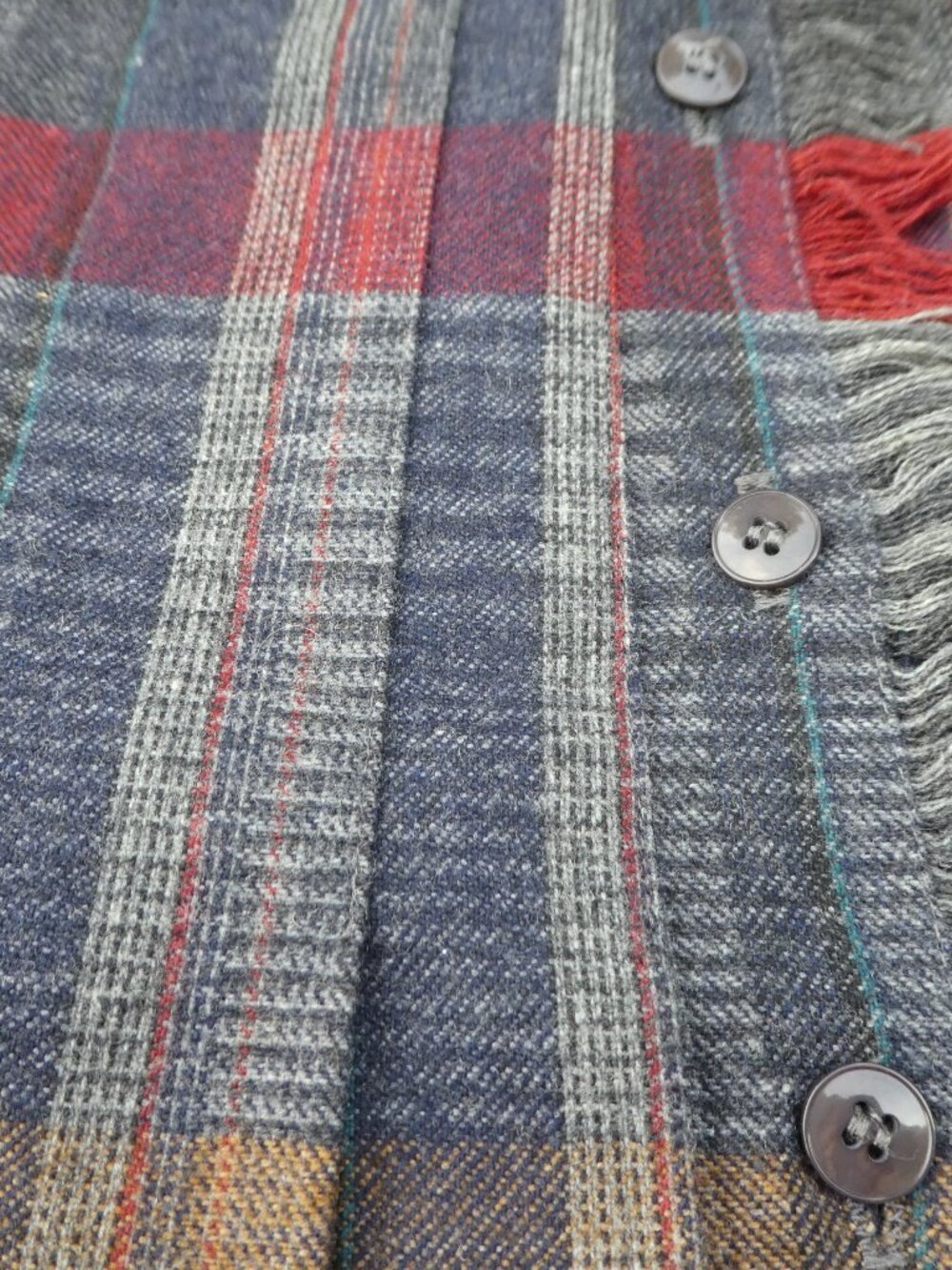 Vintage 60s Panther USA Pleated Midi Skirt Tartan Plaid WooL Blend Fringed Edge - Picture 2 of 8